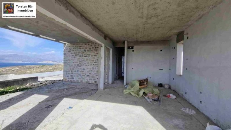 Kalamaki Kreta, Kalamaki ebenerdige Villa im Rohbau mit Panorama-Meerblick Haus kaufen
